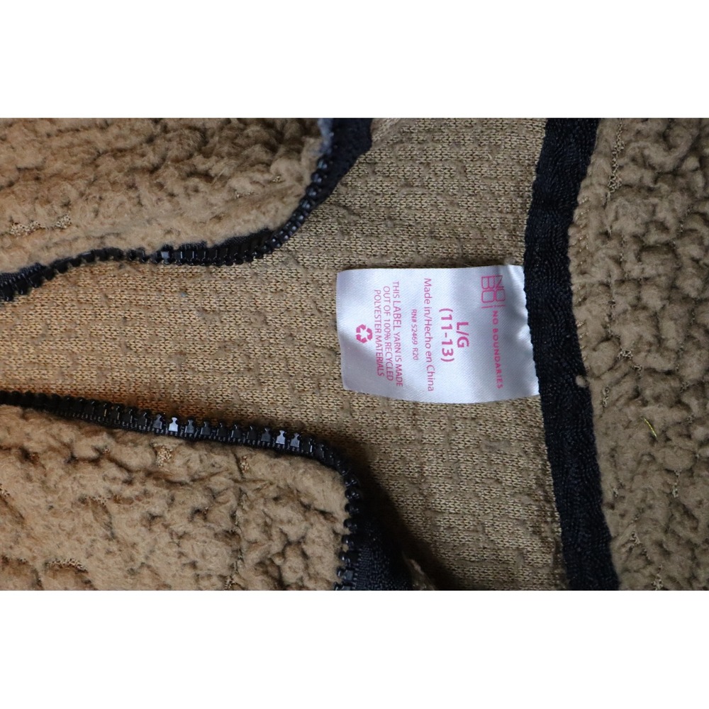 No Boundaries Juniors Tan Teddy Fleece Quarter Zip Pullover Sweater Large 11-13 - Picture 3 of 4